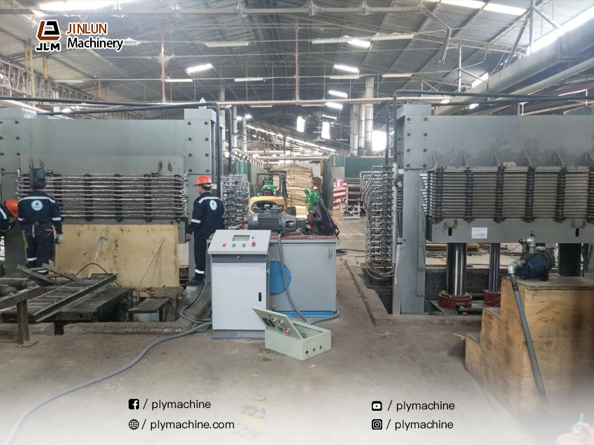 Jinlun Machinery Glue Spreaders and Hot Presses Successfully Installed at a Plywood Factory in Peru4